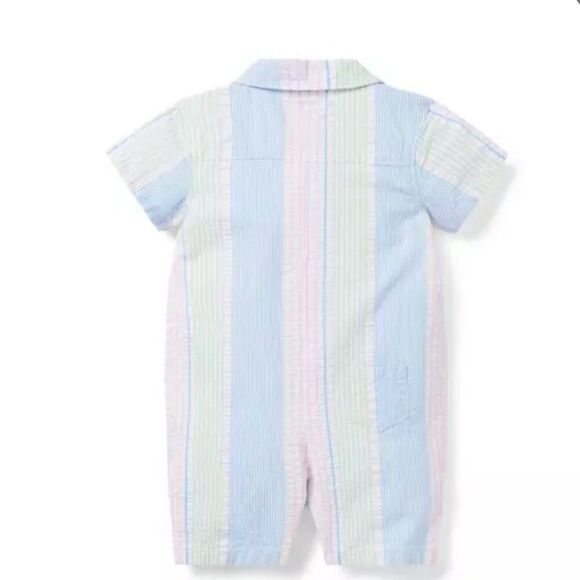 Janie and Jack 100048695 Baby Striped Seersucker Romper size 0-3 months NWT - Picture 2 of 9